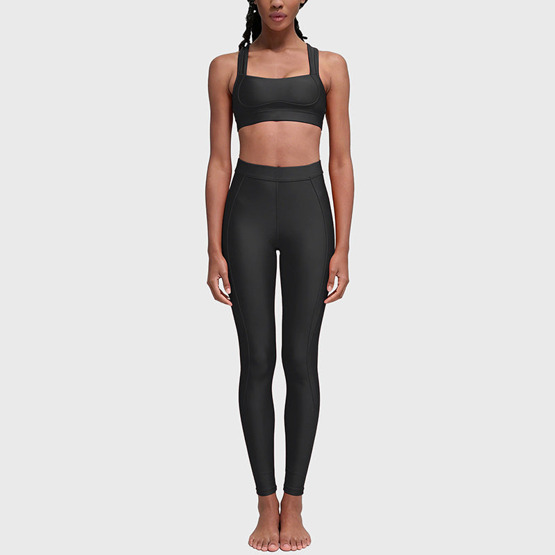 Women's new beautiful back sports bra high waist hip pants suit