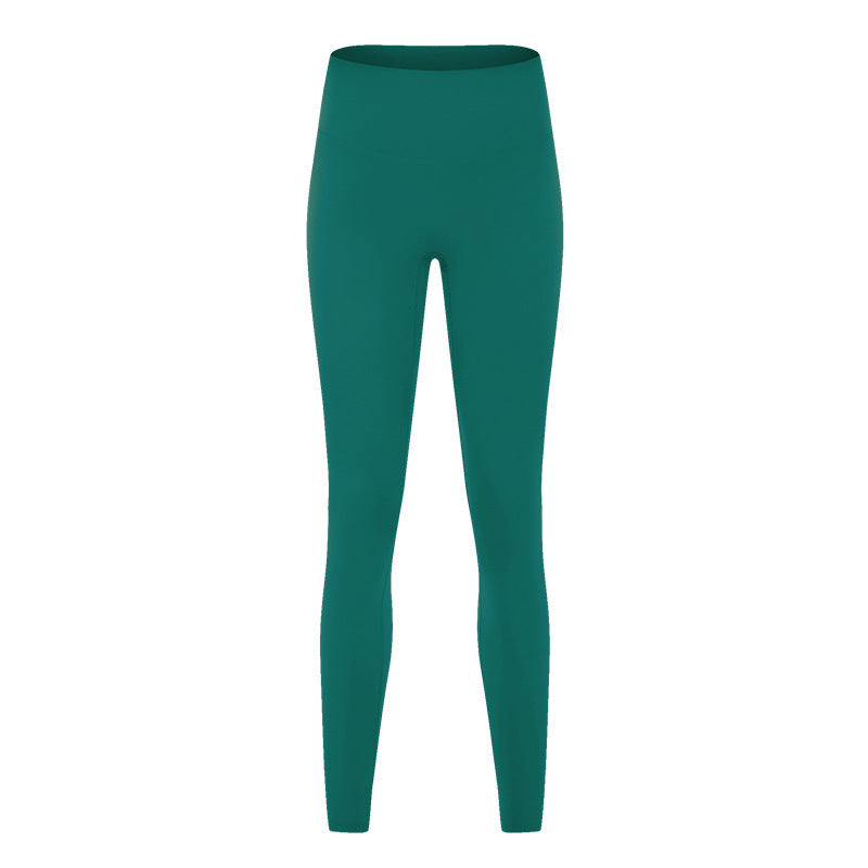 Yoga Women's New High-waist Hip-lifting Yoga Pants with No Embarrassing Lines, Nine-point Nude Yoga Pants for Women's Elastic Fitness Exercise.