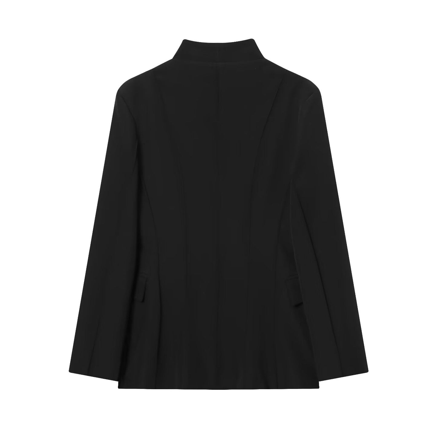 Women's 2025 new fashion black slim stand collar suit jacket+Pants suit