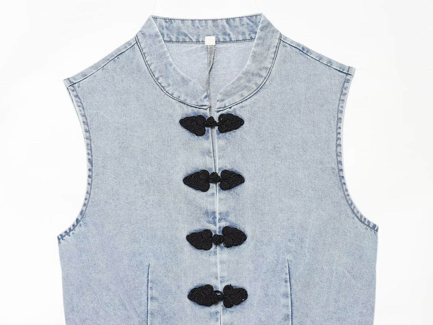 Women's rope knot denim vest style top