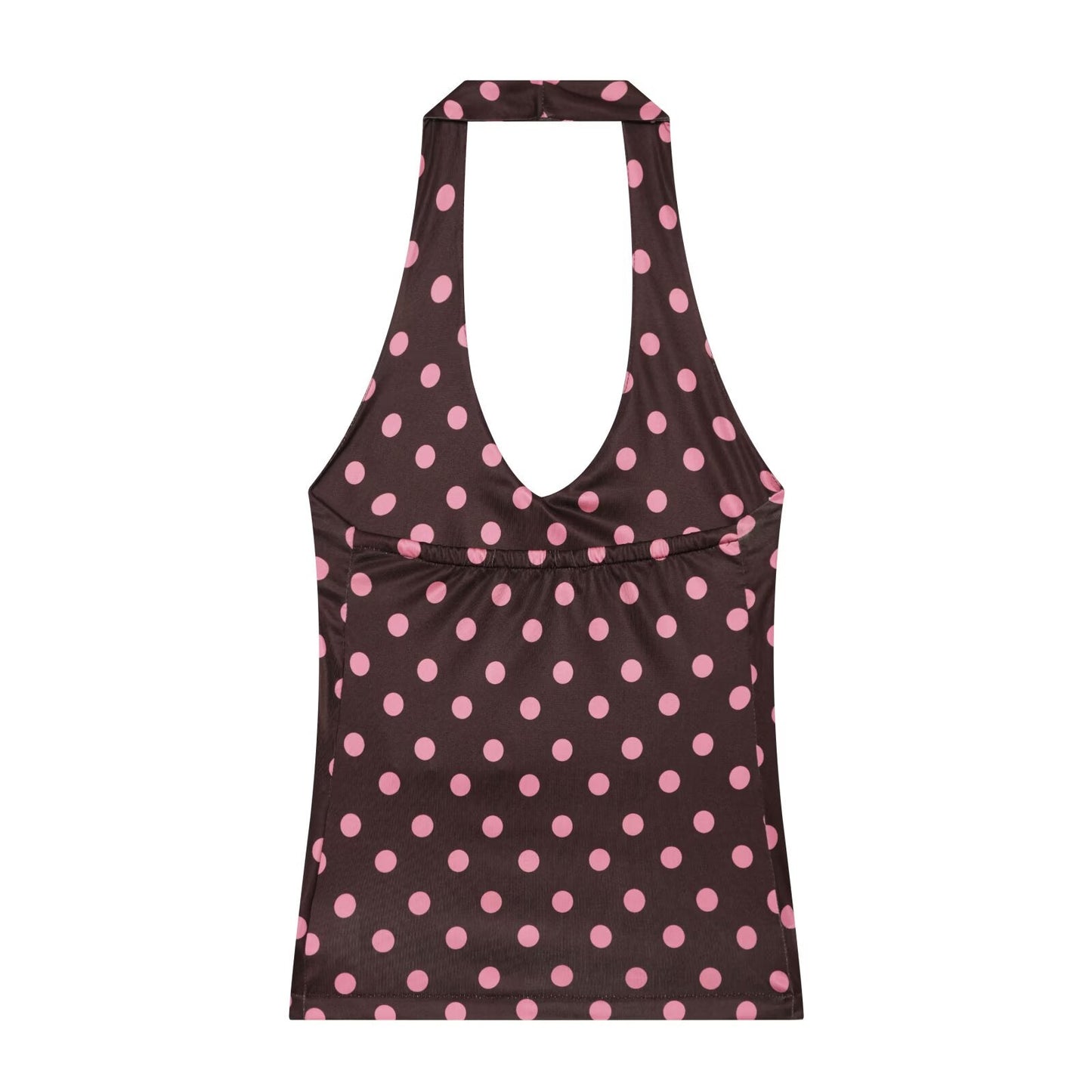 2026 suit Women's 2 pieces polka dot MIDI skirt+Hanging neck top
