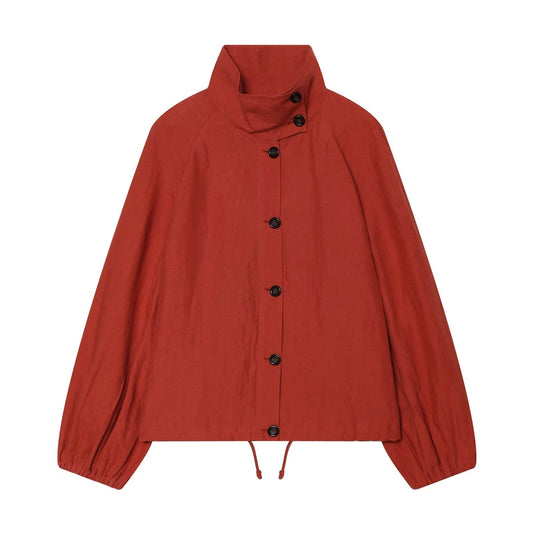 Women's linen blend long sleeved pilot jacket Coat
