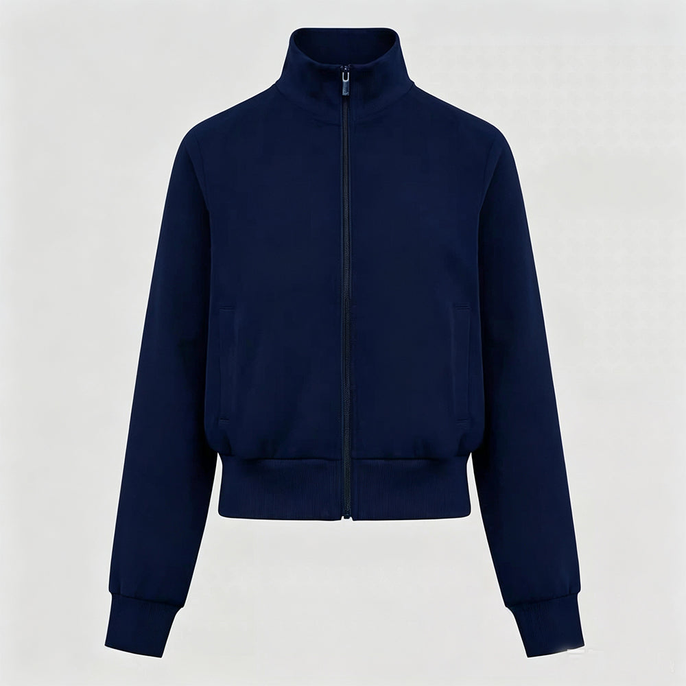 Women's New Collar Casual Jacket with Contrast Design