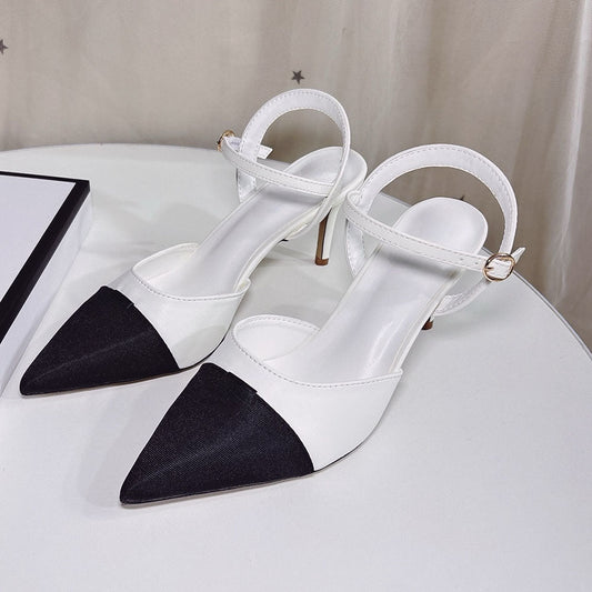 Women's new stitching design pointy high heels