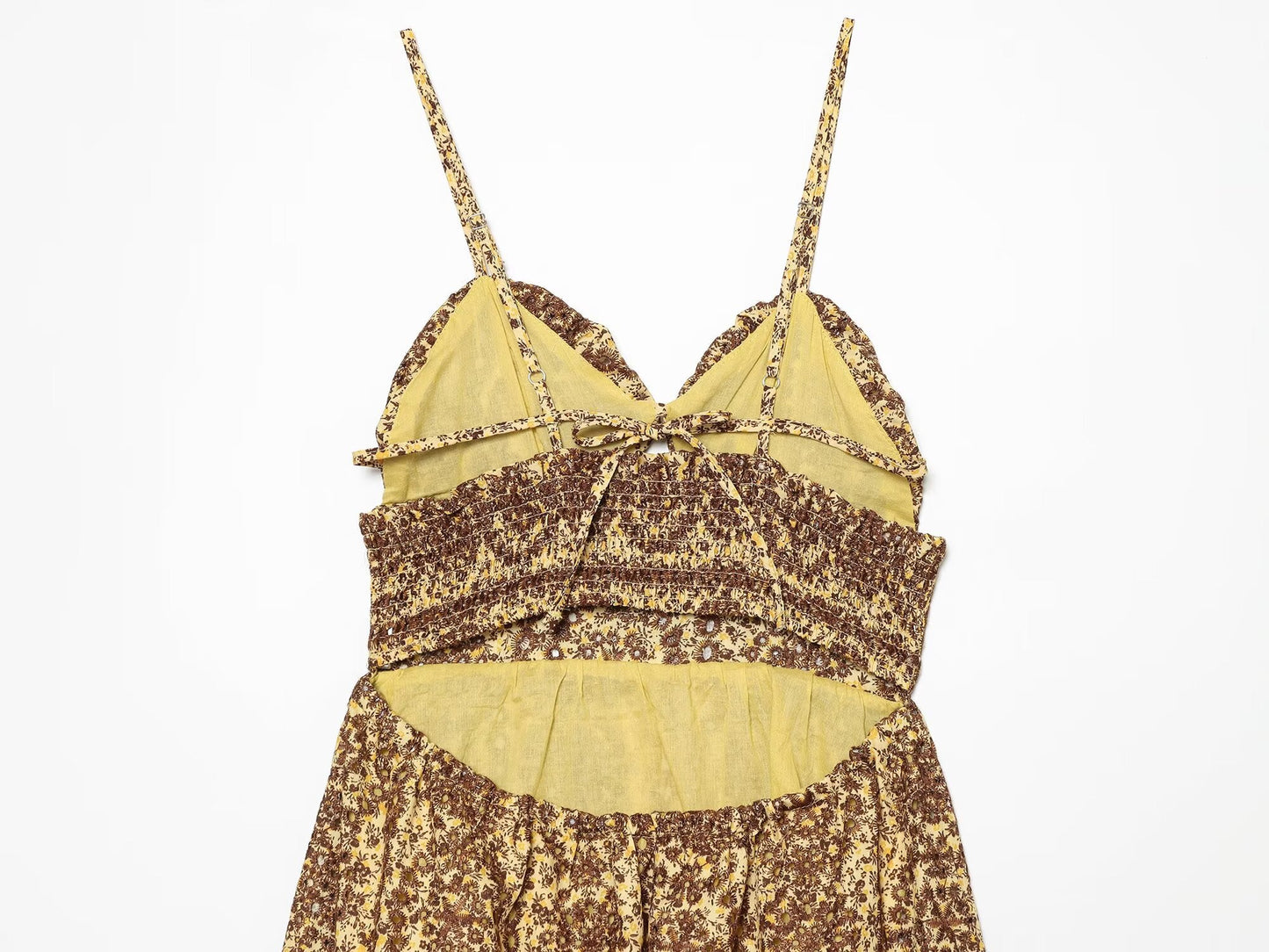 Women's open design embroidered suspender dress