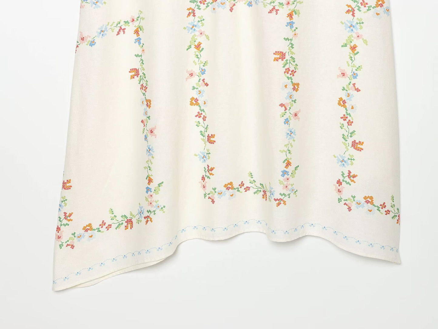 Women's linen blend printed MIDI dress