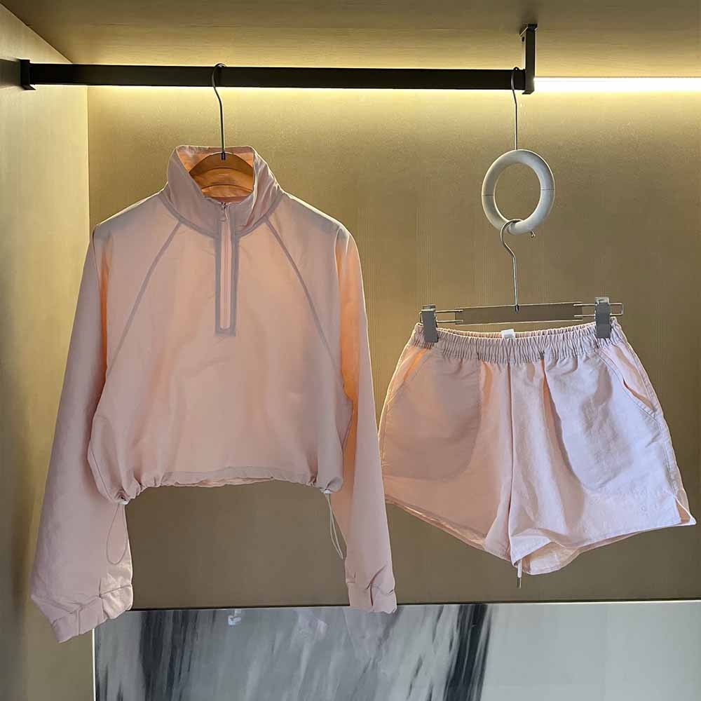 2026 women's new sunscreen half zipper coat short exposed navel collar suit