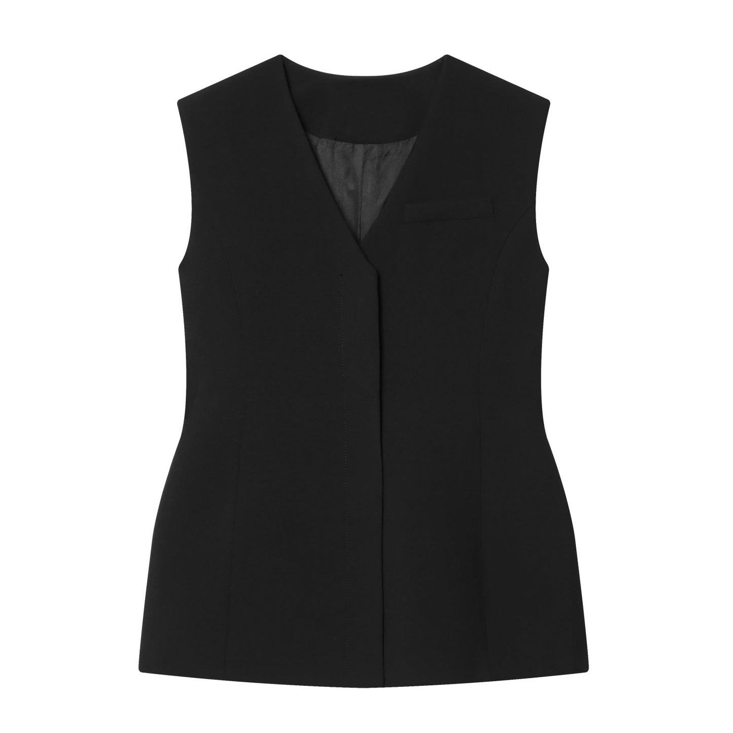 suit Women's 2 pieces black slim V-neck vest+Pants