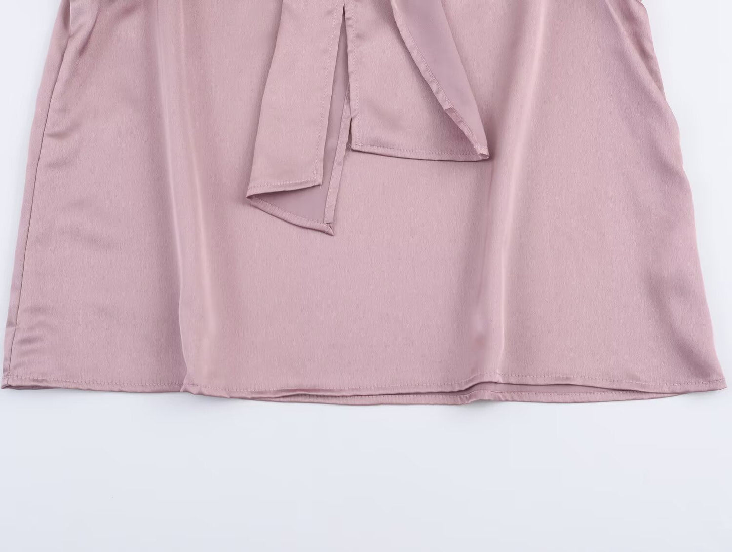 Women's new fashion bow decoration casual satin texture shirt