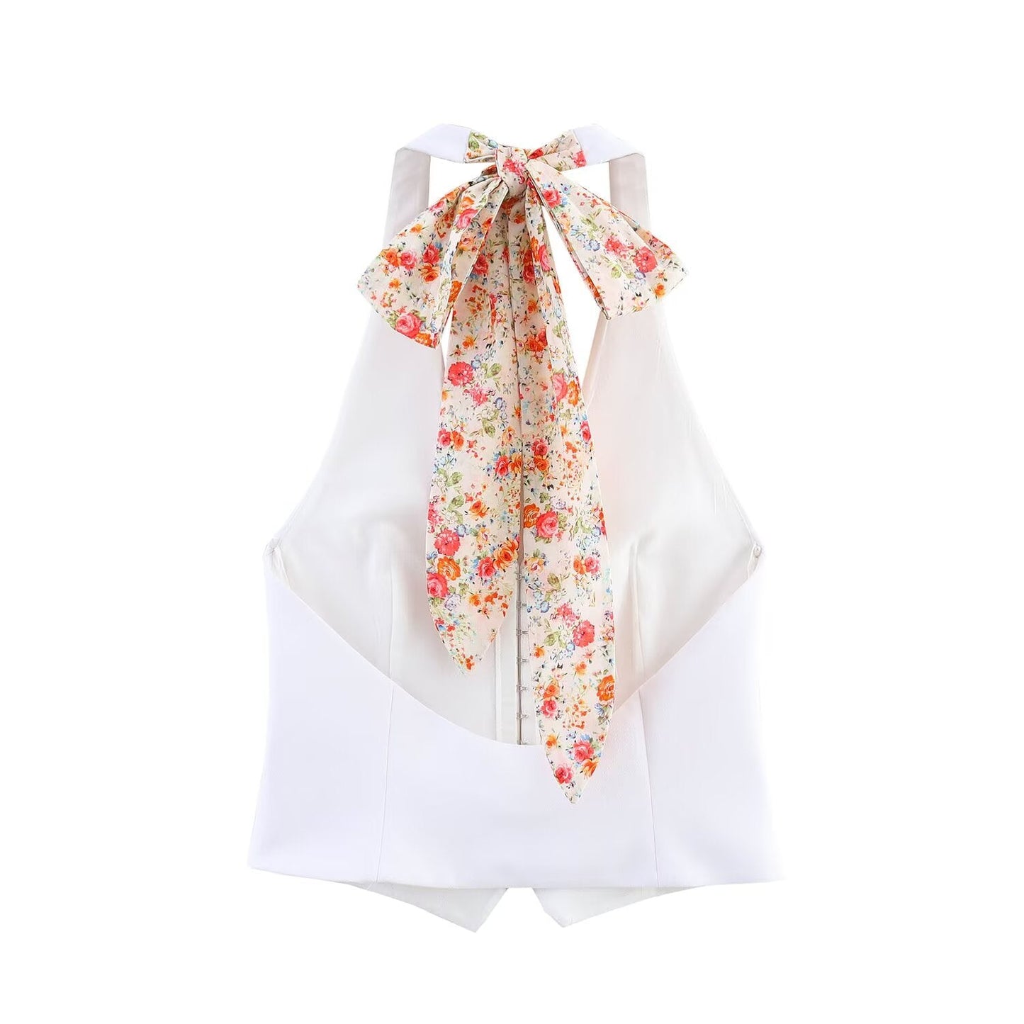 Women's new fashion printed halter neck vest retro sleeveless backless women's vest+Shorts Women's suit