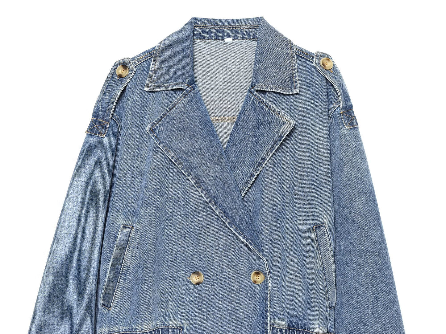 Women's double breasted short denim jacket