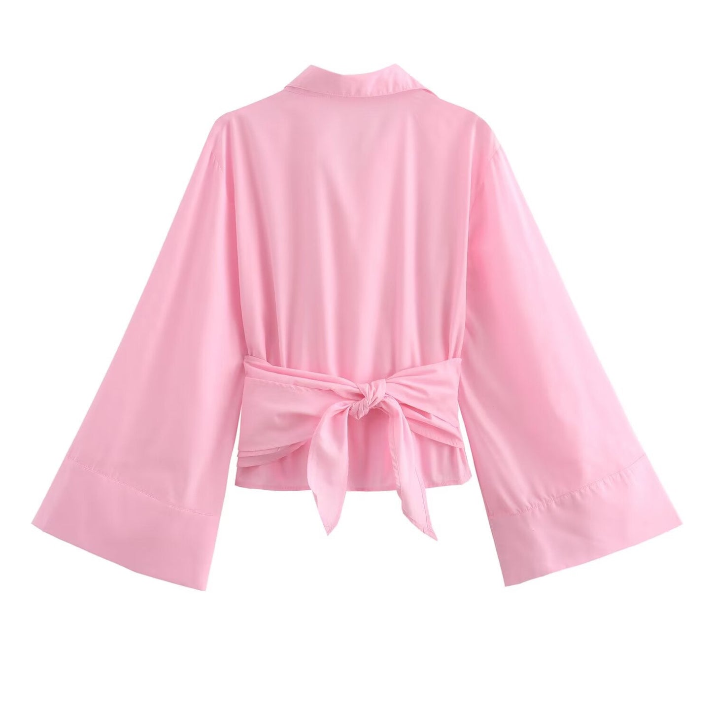 Women's bow decoration casual poplin shirt