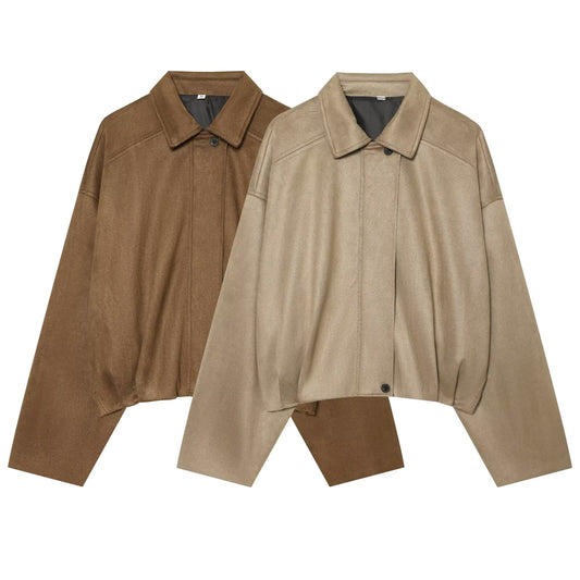 Women's casual suede textured jacket Coat