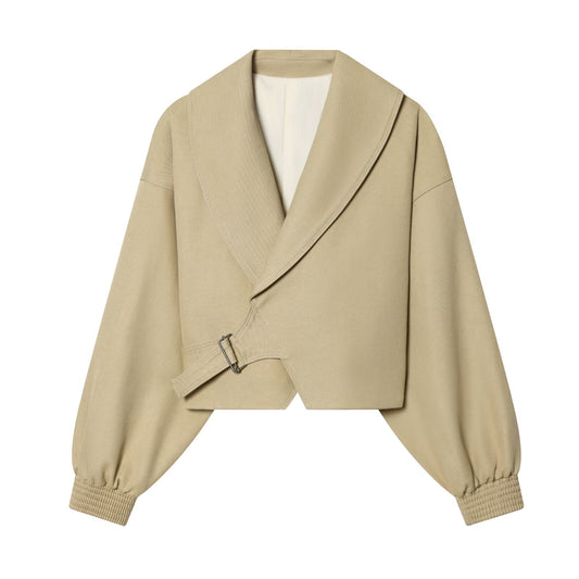 Women's long sleeved lapel short Coat