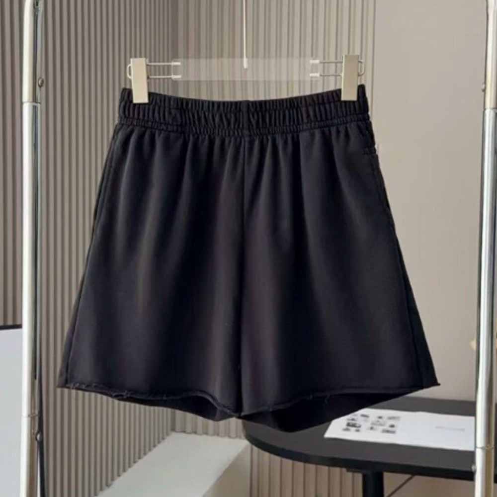 Women's new hem and burr casual washed cotton cropped shorts