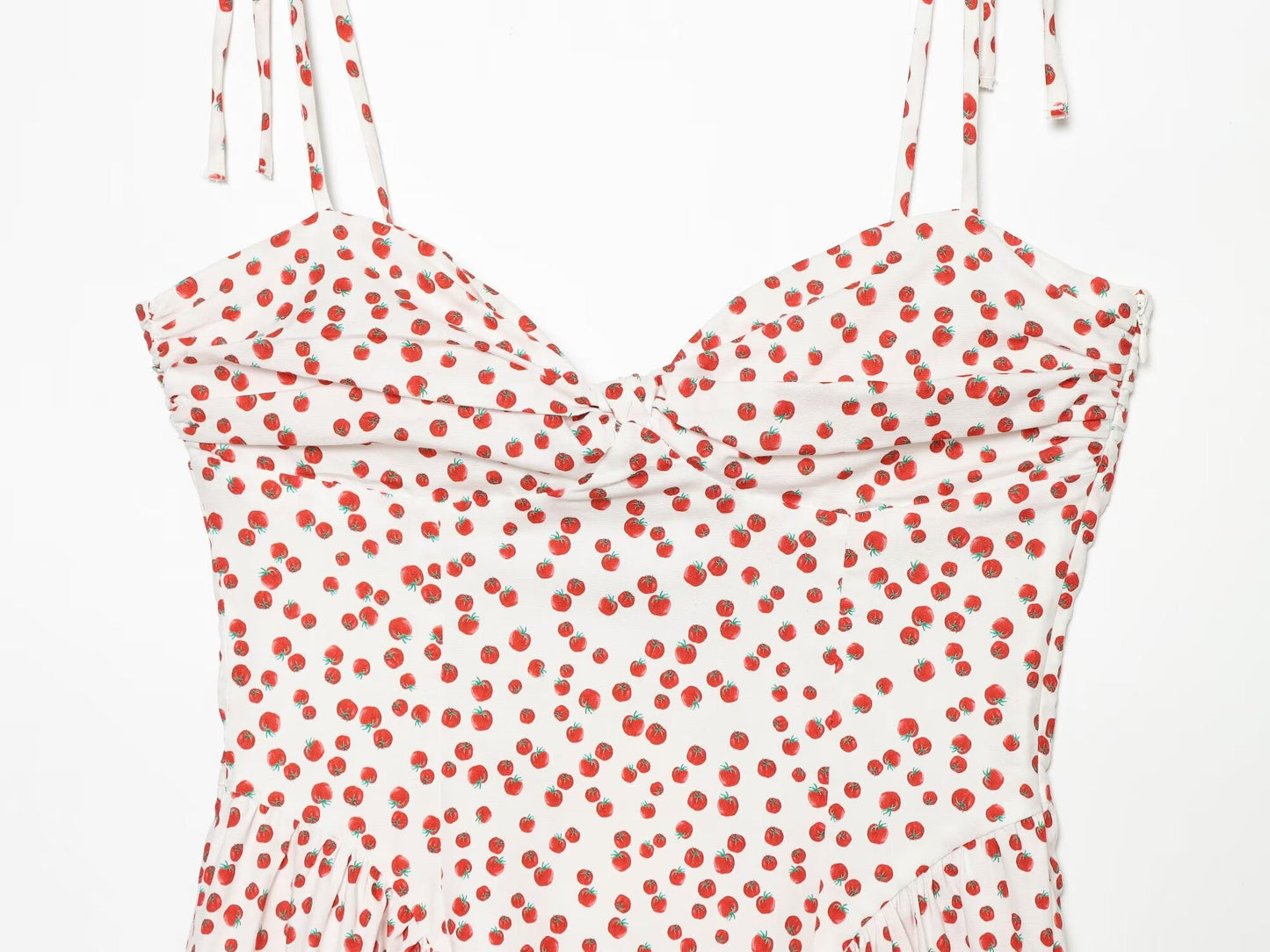 Women's printed poplin suspender dress