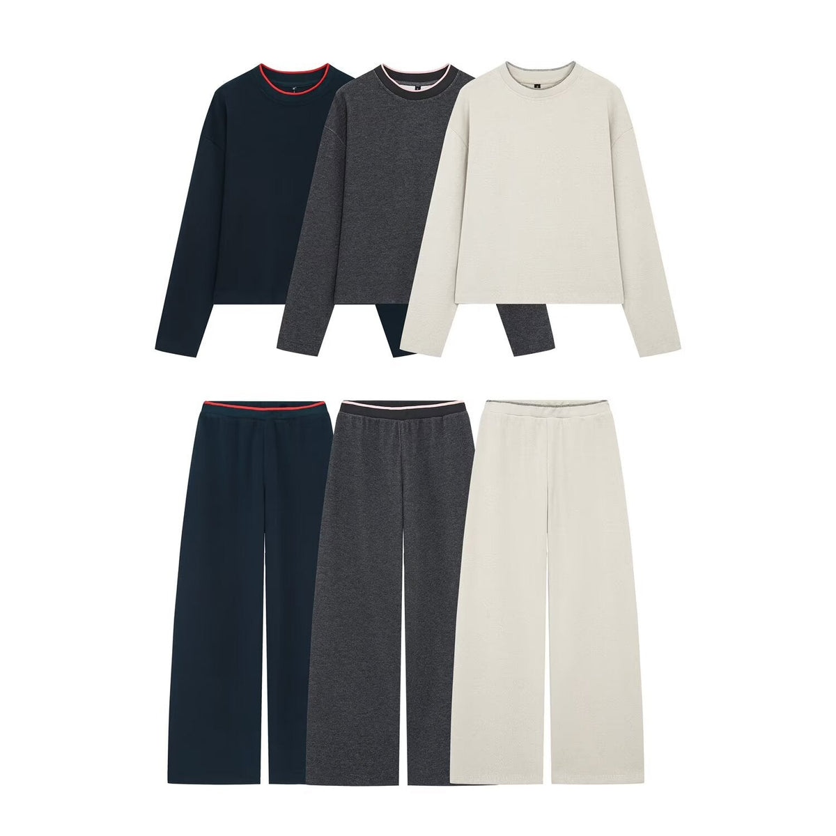suit Women's 2 pieces contrasting striped soft texture sweatshirt+Pants