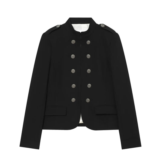 Women's With shoulder pads slim double breasted jacket