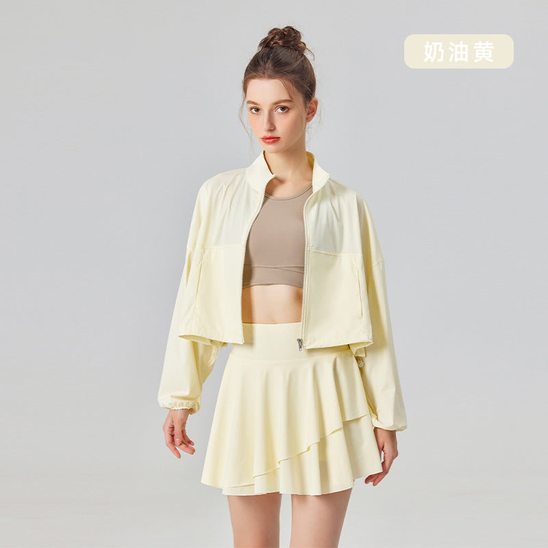 Women's new outdoor long-sleeved sunscreen coat pleated skirt suit