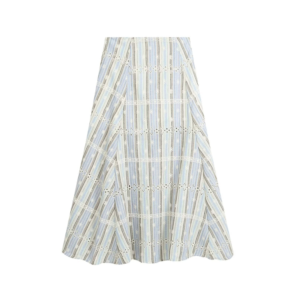 suit Women's 2 pieces sleeveless striped embroidered top+skirt
