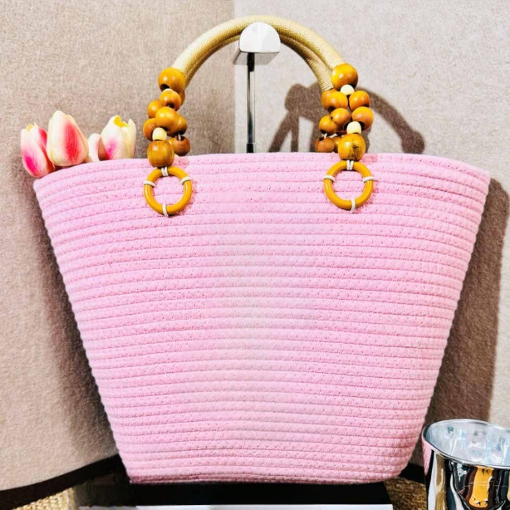 Women's new woven new large-capacity holiday beach bag with zipper