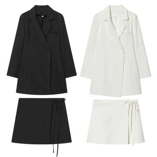 suit Women's 2 pieces waist cinched Blazer style dress+skirt