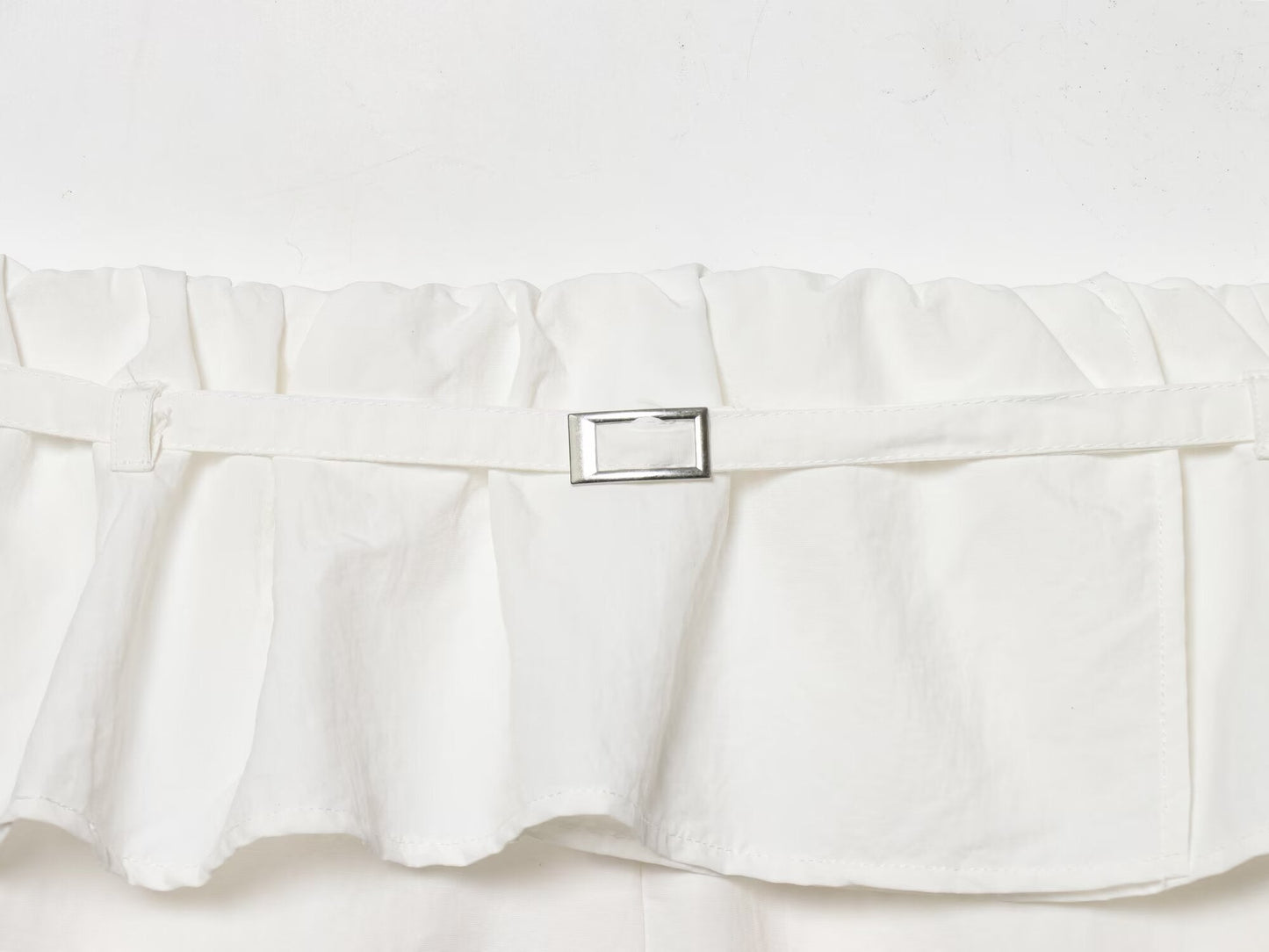 Women's layered waist design casual nylon pants