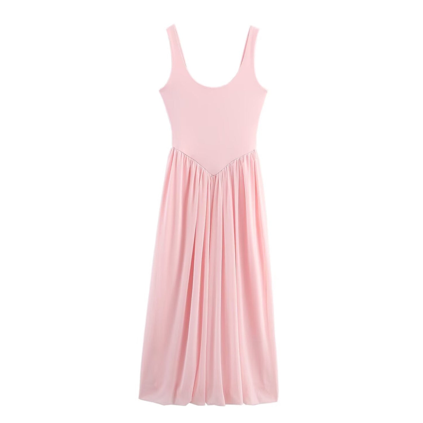 Women's New Fashion Sleeveless tulle Splicing Midi Dress
