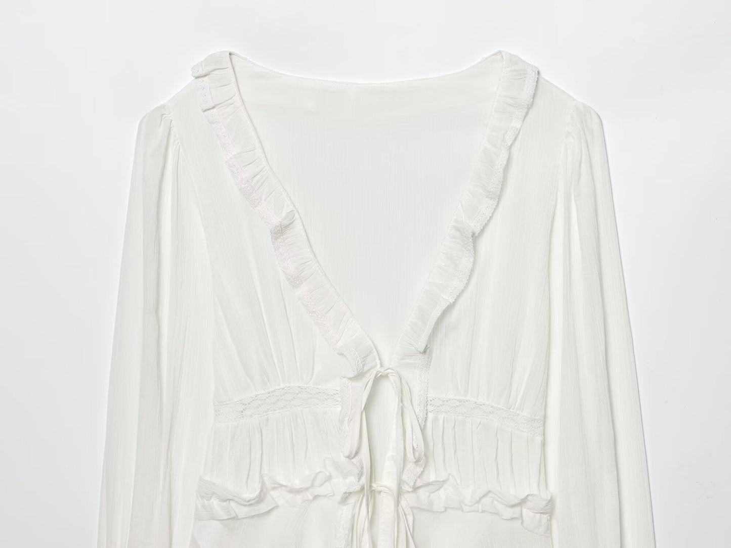 Women's layered decorative embroidered chiffon shirt