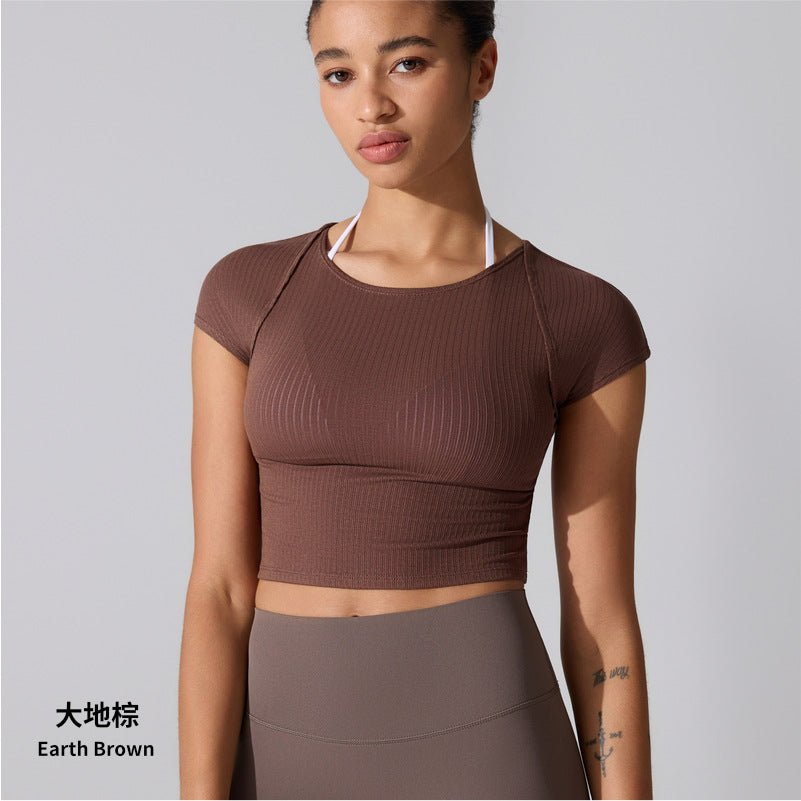 Women's new breathable slim fitness yoga short sleeve T-shirt
