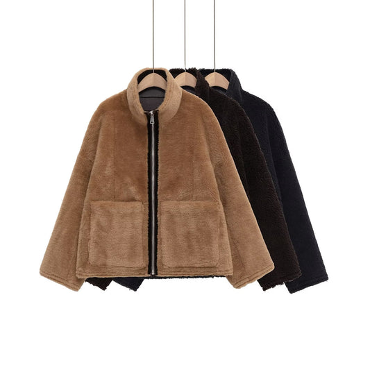 Women's thick warm double-sided lamb wool Coat