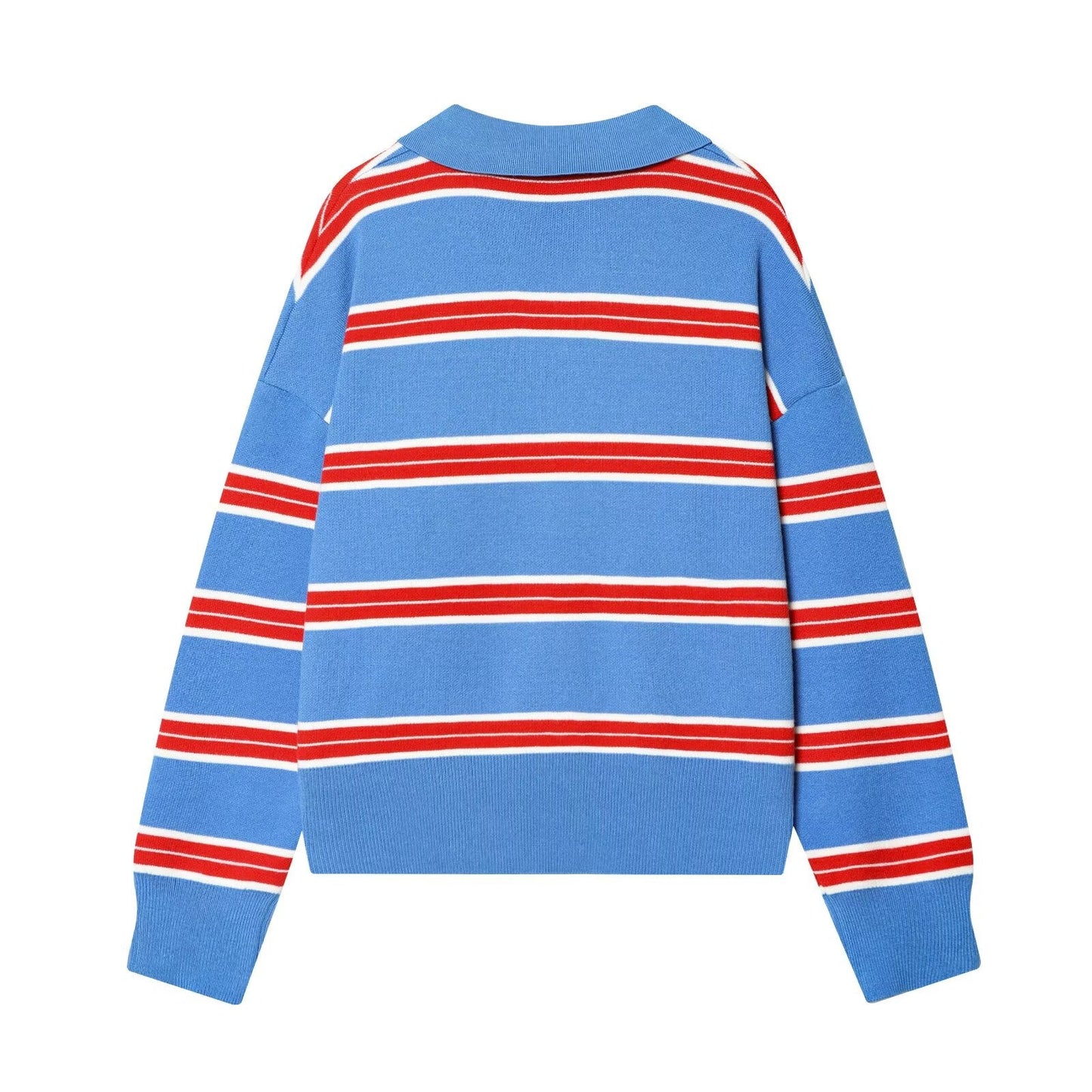 Women's casual striped knitted polo shirt