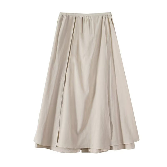 Women's solid linen blended MIDI dress