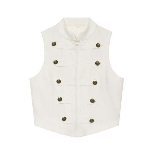 Women's buckle decoration hanging neck vest