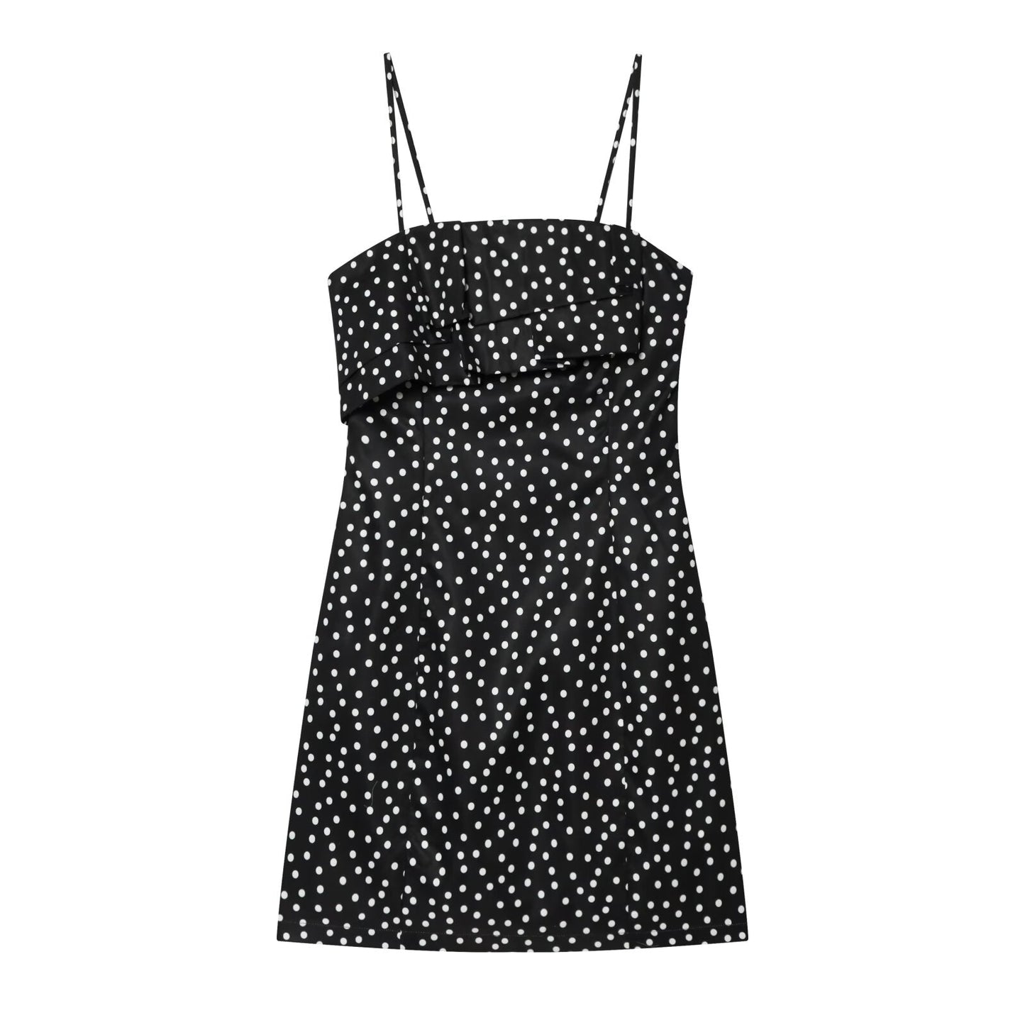 Women's polka dot suspender mini dress