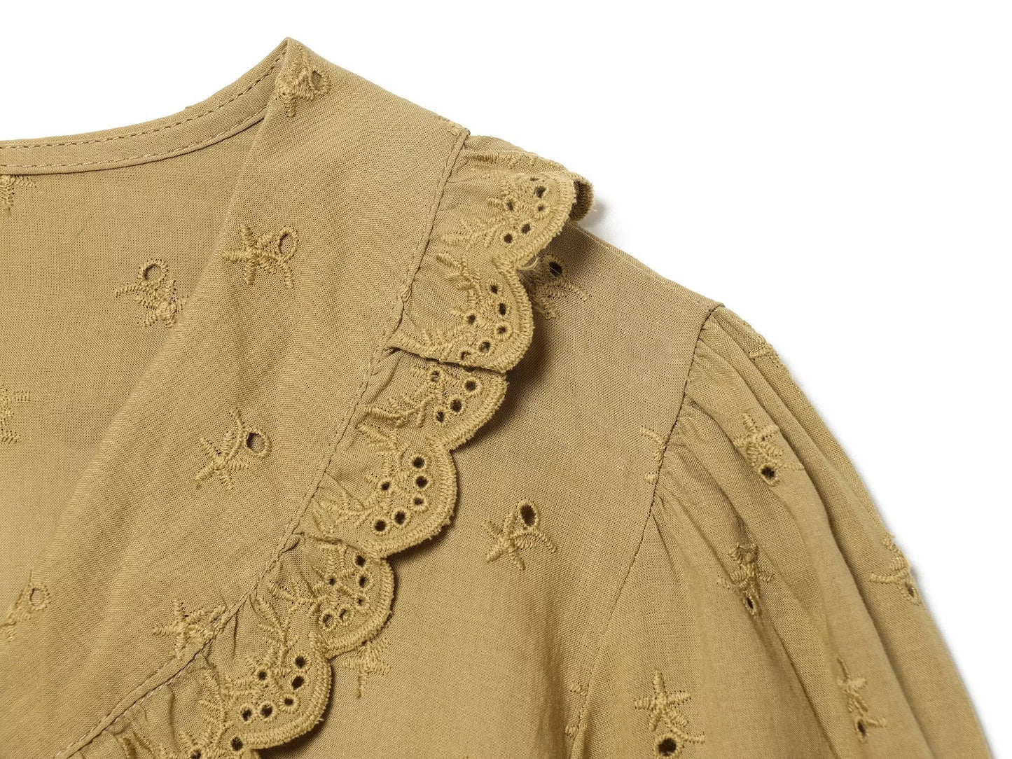 Women's short embroidered lapel shirt