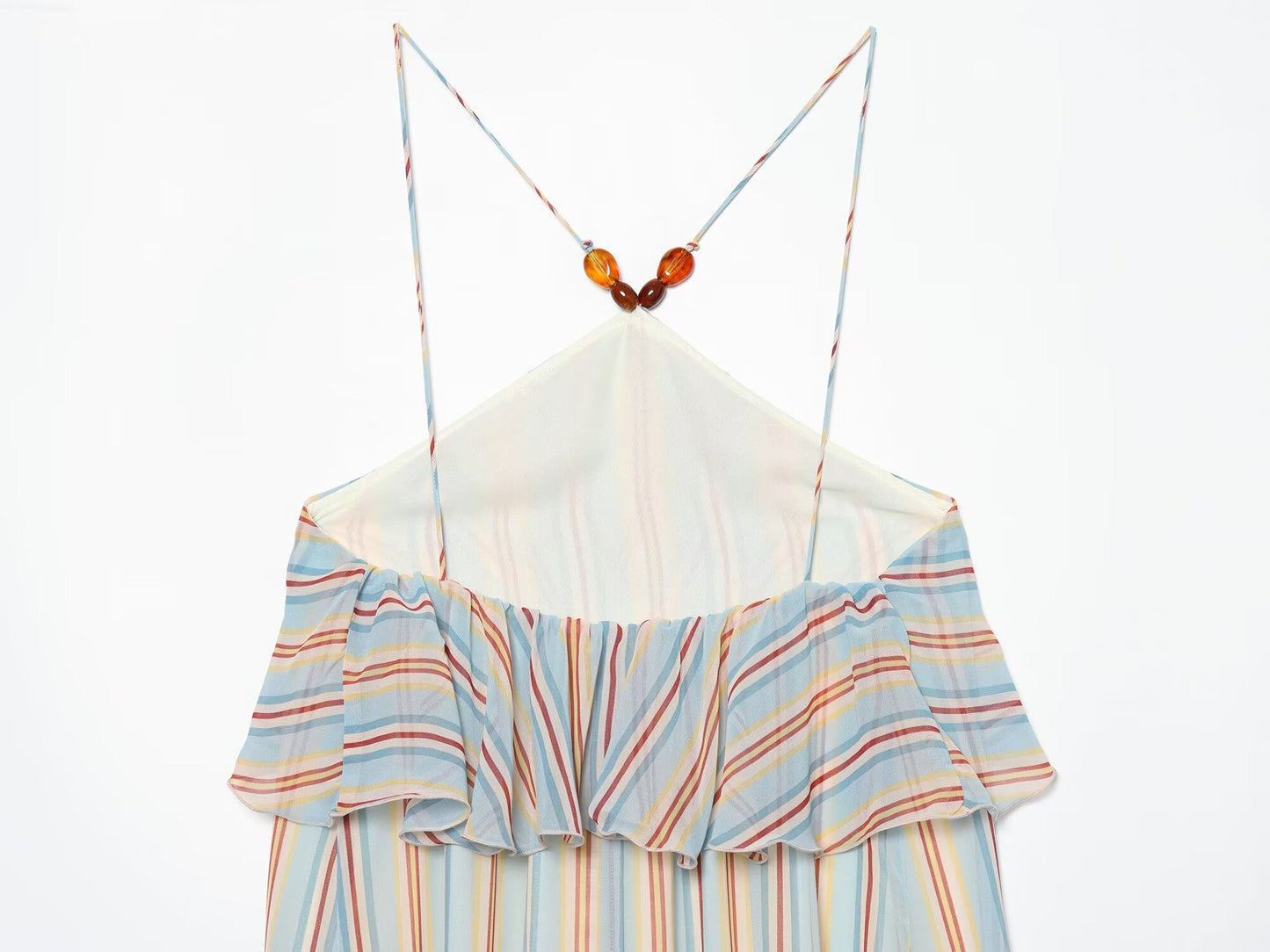 Women's Ruffle edge hanging collar MIDI dress