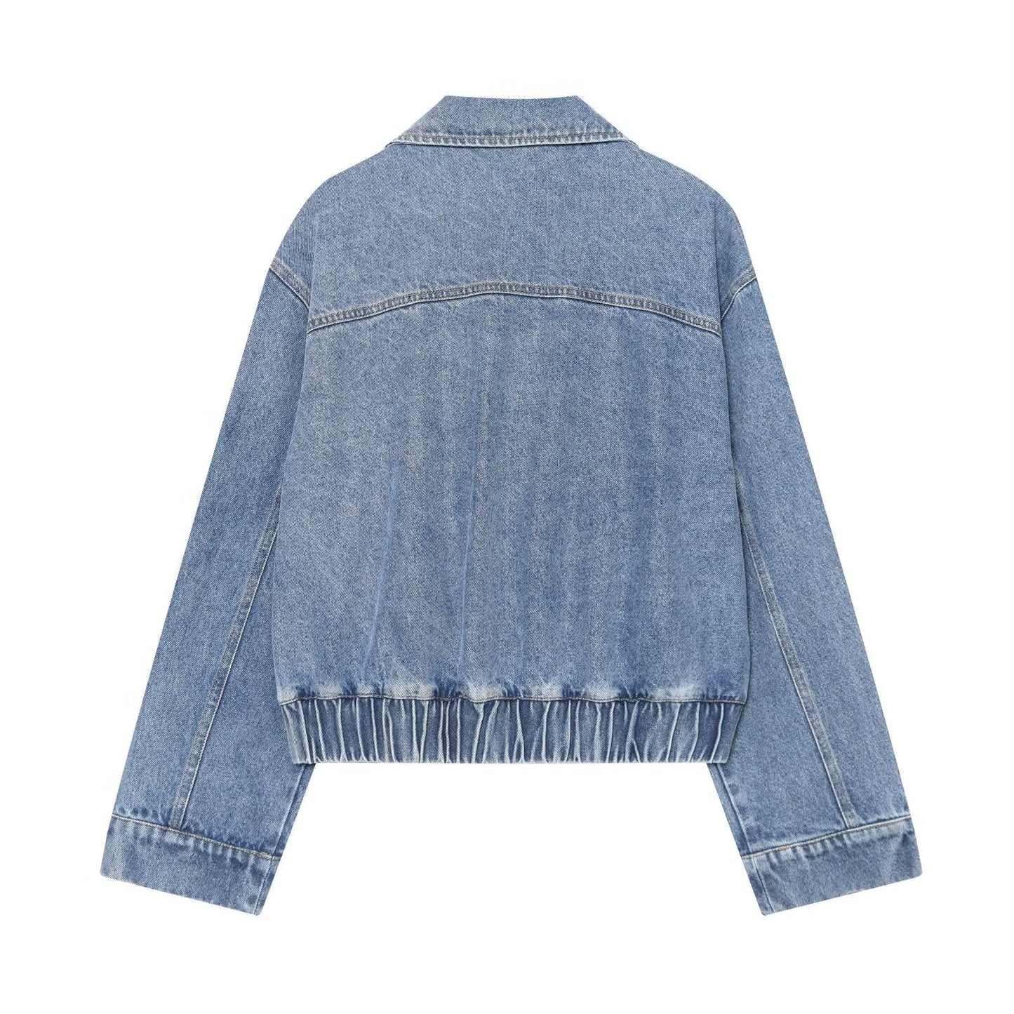 Women's double breasted short denim jacket