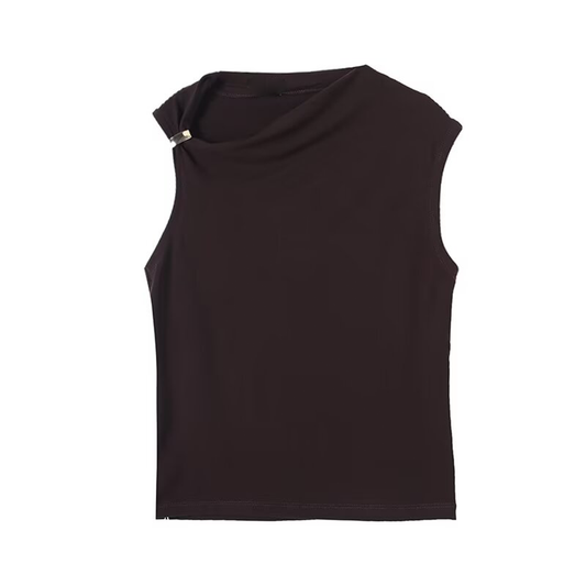 Women's irregular off shoulder sleeveless T-shirt