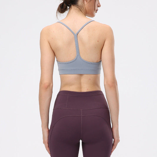 LU Women's New Y-string Fitness Yoga Bra Shockproof Gathered Beautiful Back Sports Bra Women's Yoga Clothes.