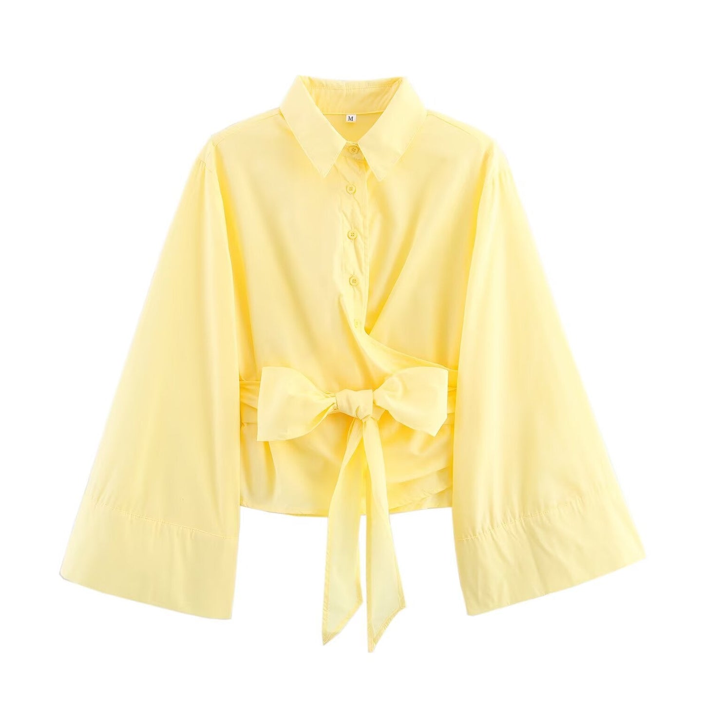 Women's bow decoration casual poplin shirt