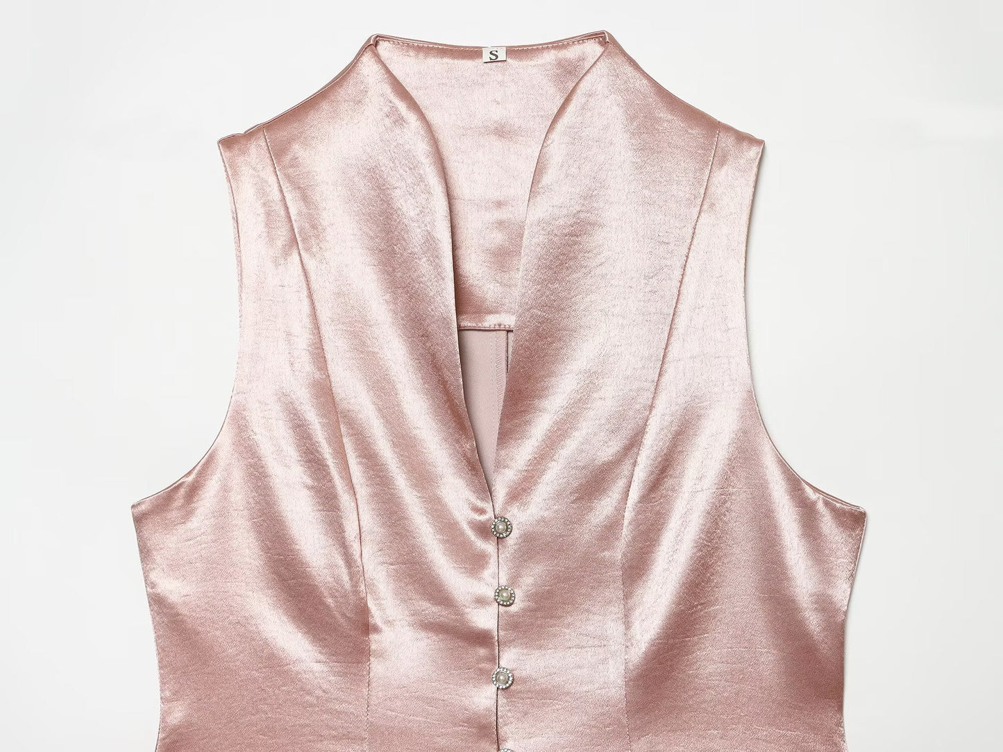 suit Women's 2 pieces button decoration satin textured top+Pants