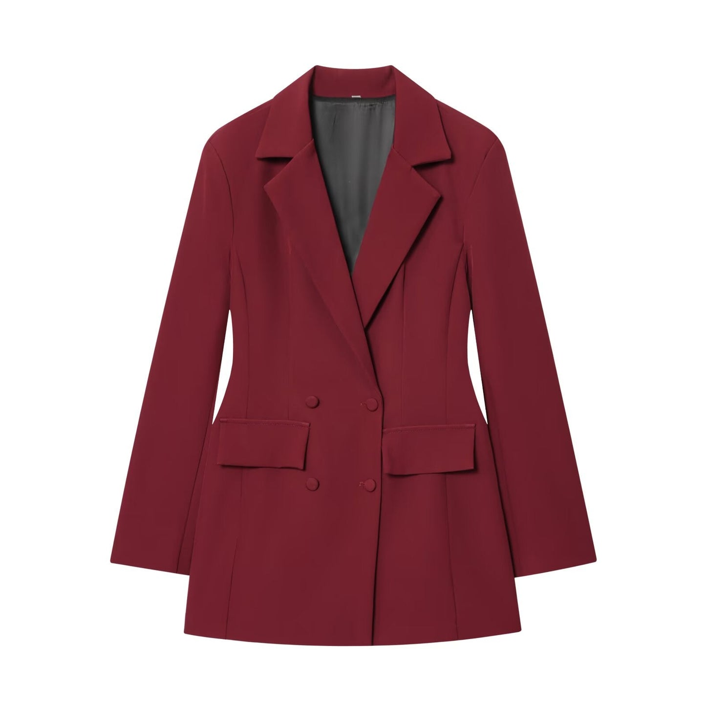 Women's solid slim double breasted Blazer Coat