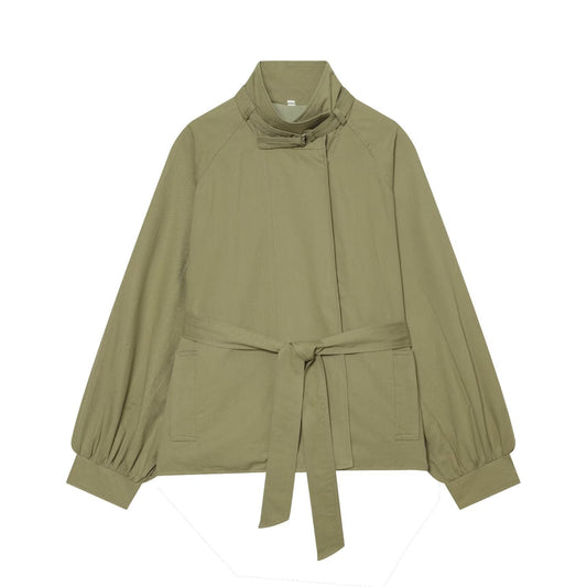 Women's With Belt stand collar jacket Coat