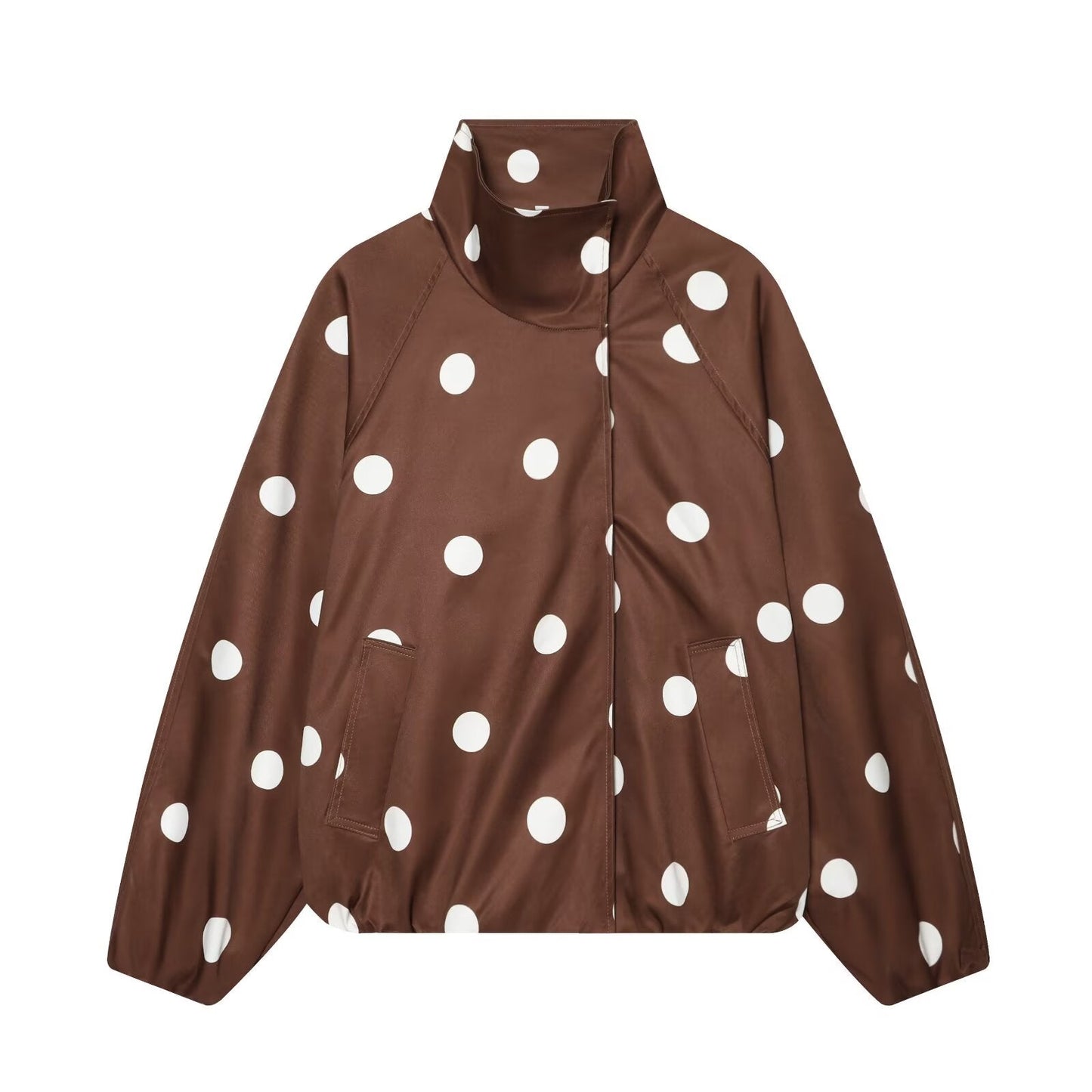 Women's standing collar polka dot pilot jacket Coat
