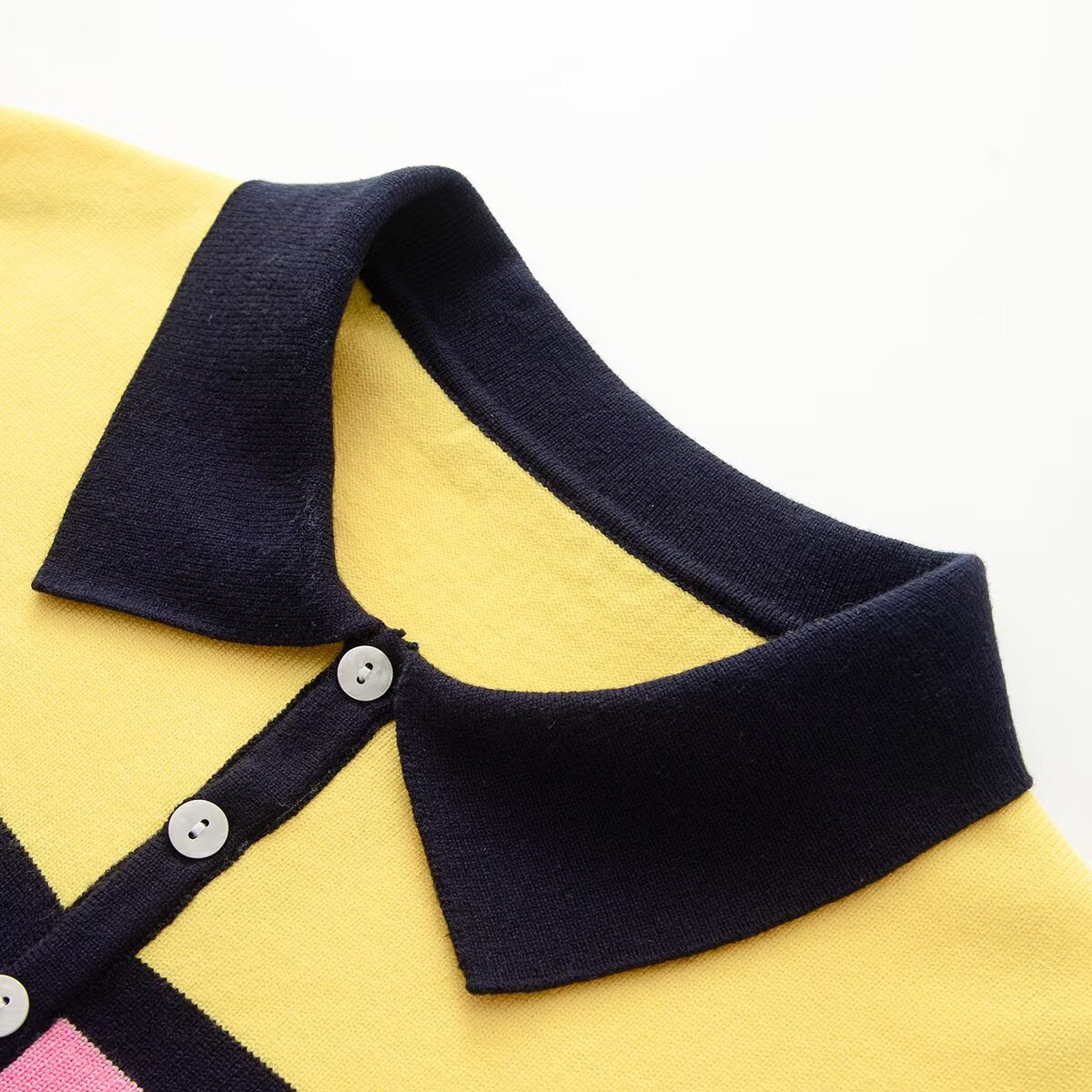 Women's contrasting striped knitted polo shirt