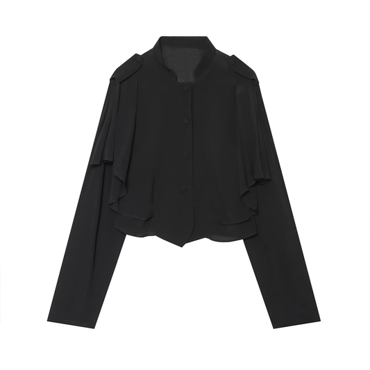 Women's casual short high O Neck shirt
