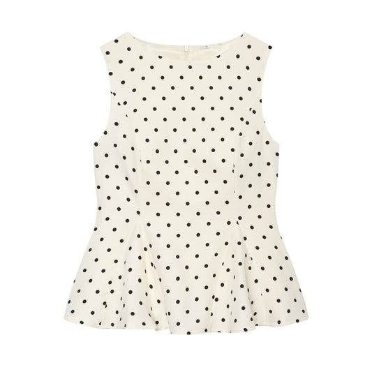 Women's ruffled hem polka dot sleeveless top