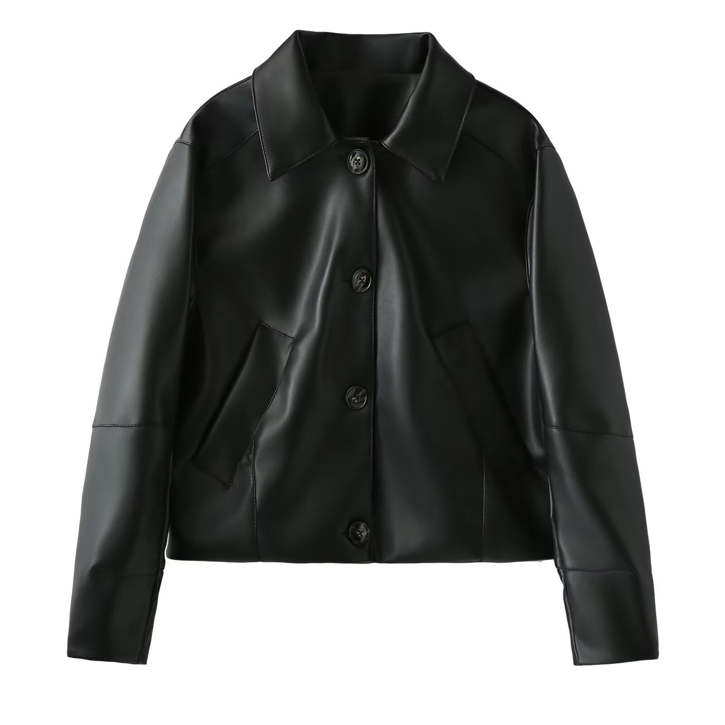 Women's short PU leather jacket Coat