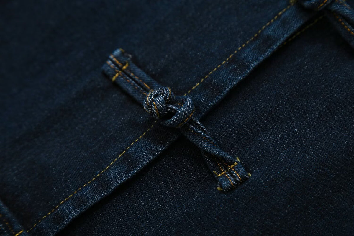 suit Women's 2 pieces slim rope knot buckle denim jacket Coat+jeans
